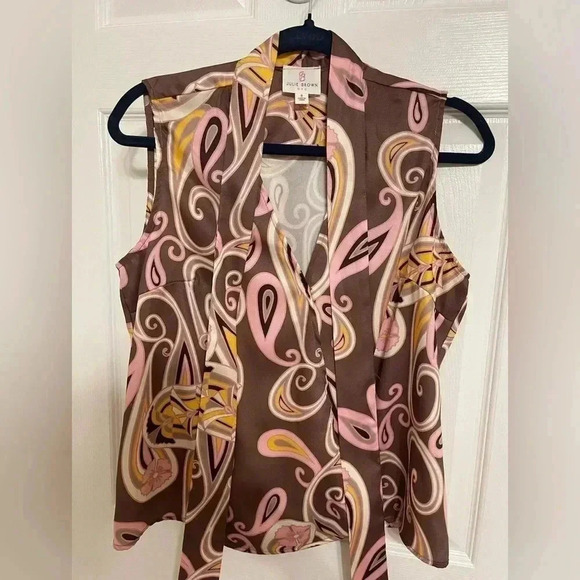 Julie Brown Melanie Top Chocolate Dandies Brown Size 8 - Picture 3 of 9